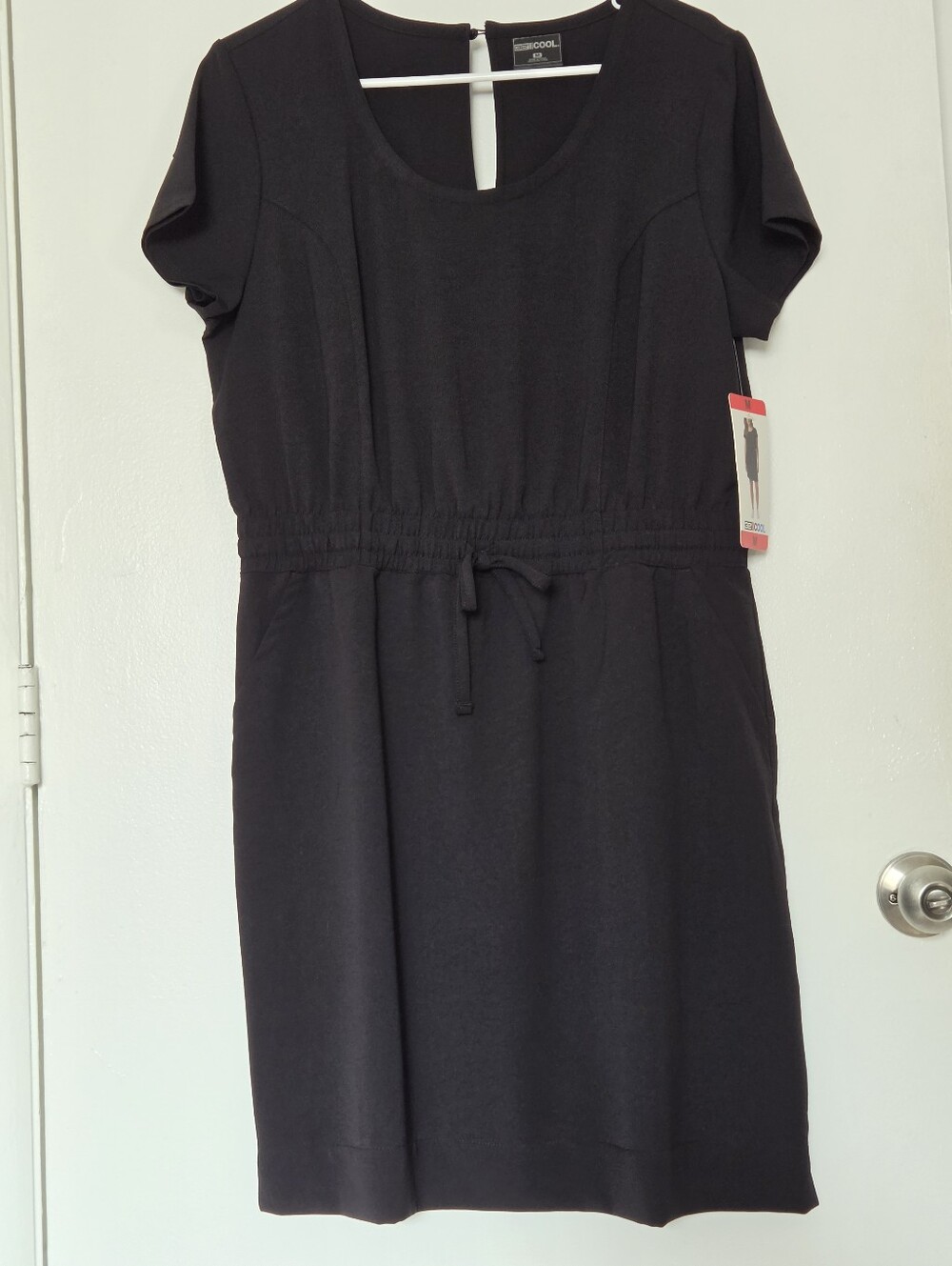 32 Degrees Black Midi Dress with Drawstring Waist